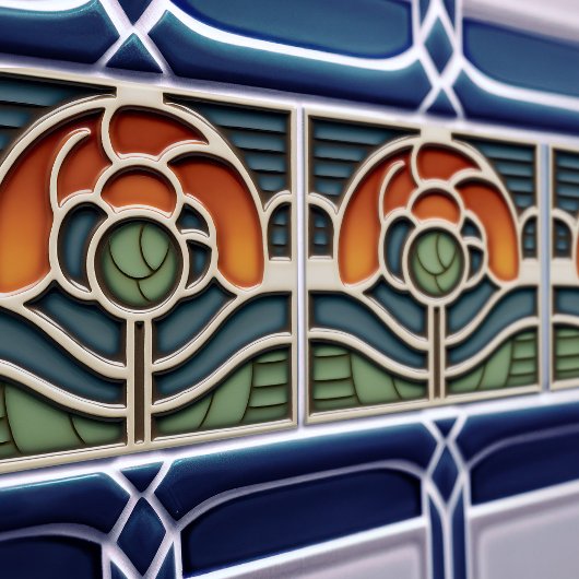 Carreau Art Nouveau Mackintosh Rose Ceramic Tile