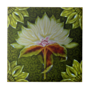 Carreau Art Nouveau Majolica Faux Relief Repro