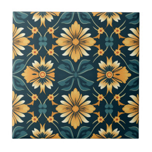 Carreau Art Nouveau Modèle Floral Jaune