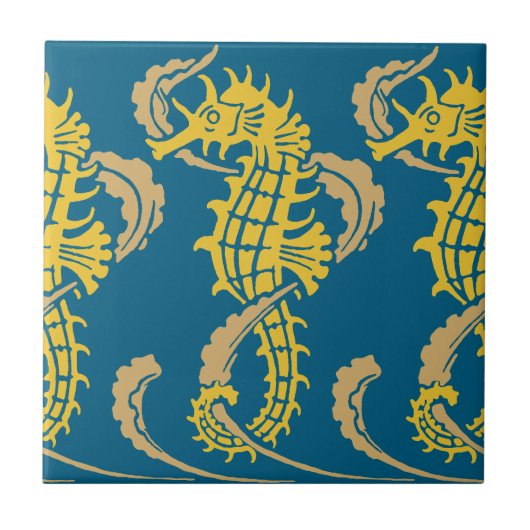 Carreau Art Nouveau Ocean Beach Nautique Seahorse Frieze (Devant)