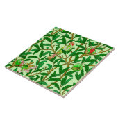 Carreau Art nouveau Oiseau et grenade, vert citron (Côté)