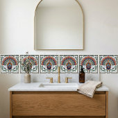 Carreau Art Nouveau Peacock Feather Floral Design Ceramic 