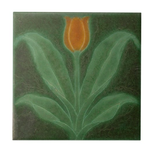 Carreau Art nouveau représentant une tulipe jaune- (Devant)