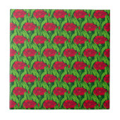 Carreau Art Nouveau rouge oeillets damas floral (Devant)