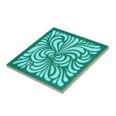 Carreau Art Nouveau Stylisé Feuille, Turquoise et Aqua (Côté)