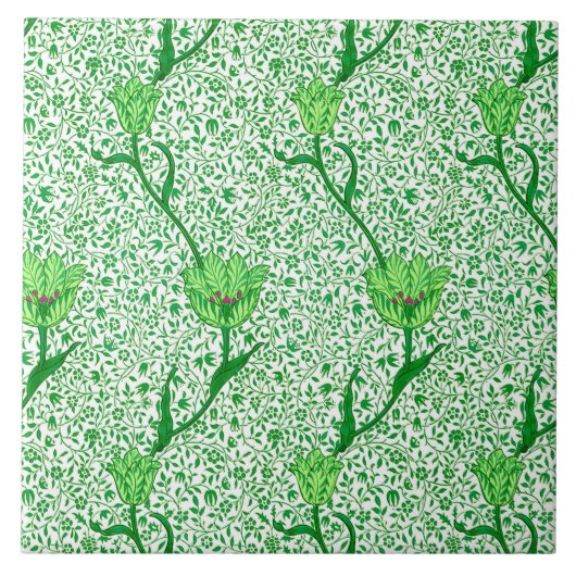 Carreau Art Nouveau Tulip Damask, Emerald Green (Devant)