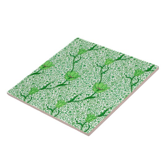 Carreau Art Nouveau Tulip Damask, Emerald Green (Côté)