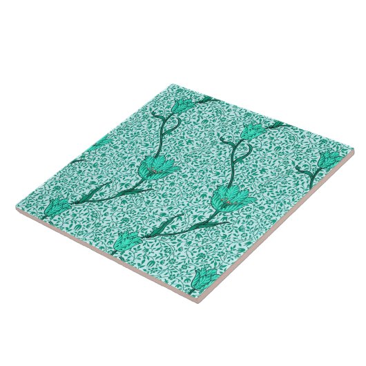 Carreau Art Nouveau Tulip Damask, Turquoise (Côté)
