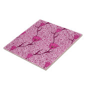 Carreau Art Nouveau Tulipe Damas, Vin et Fuchsia Rose (Côté)