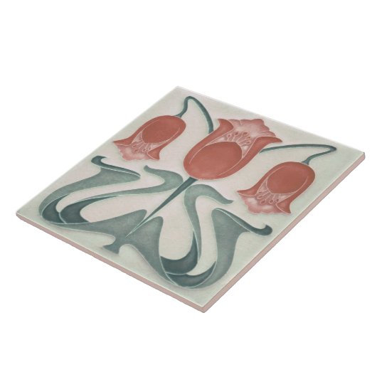 Carreau Art Nouveau Tulipes Rouges Maison Décor Mur (Côté)