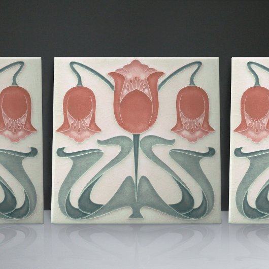 Carreau Art Nouveau Tulipes Rouges Maison Décor Mur