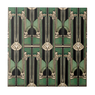 Carreau Art Nouveau Vert Art Déco géométrique