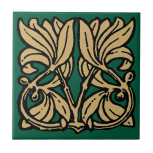 Carreau Art Nouveau vintage 1911 Frise Ornement Floral