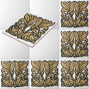 Carreau Art Nouveau vintage 1911 Frise Ornement Floral