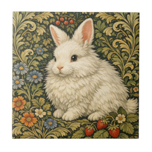Carreau Art nouveau vintage lapin blanc