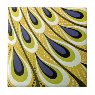 Carreau Art nouveau vintage, plume de paon de Macmillan