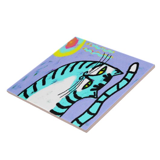 Carreau Art numérique Abstrait Cat et Sun (Côté)