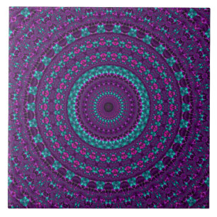Carreau Art numérique de Mandala à bijou brillant coloré