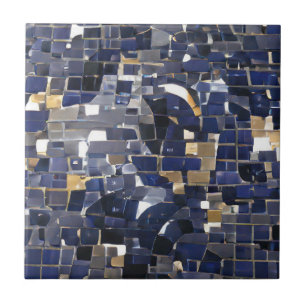 Carreau Art numérique en mosaïque bleu marine 