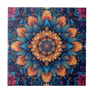Carreau Art numérique Fleur Mandala Style-23907.