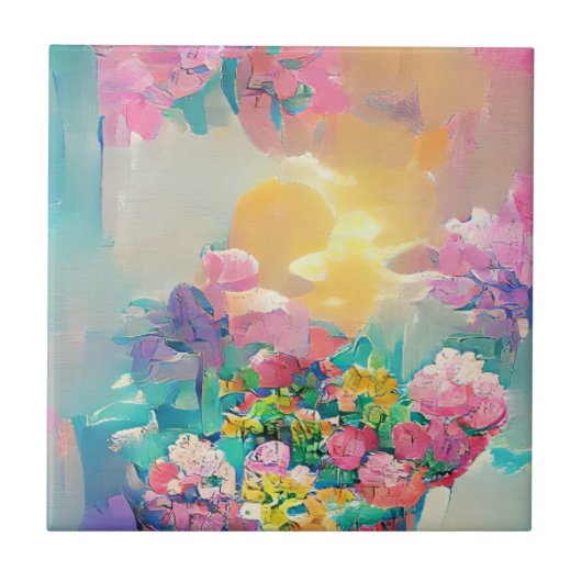 Carreau Art numérique rose et jaune (Devant)