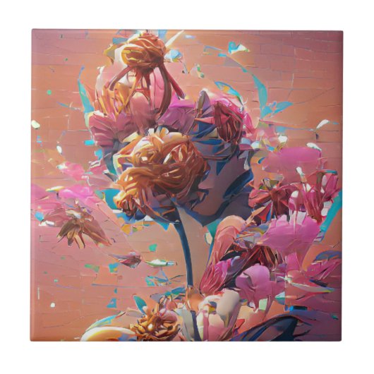 Carreau Art numérique rose orange (Devant)