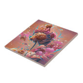 Carreau Art numérique rose orange (Côté)