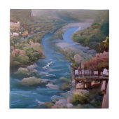 Carreau Art numérique vert de la rivière bleue (Devant)