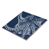 Carreau Art octopus bleu cyan (Côté)