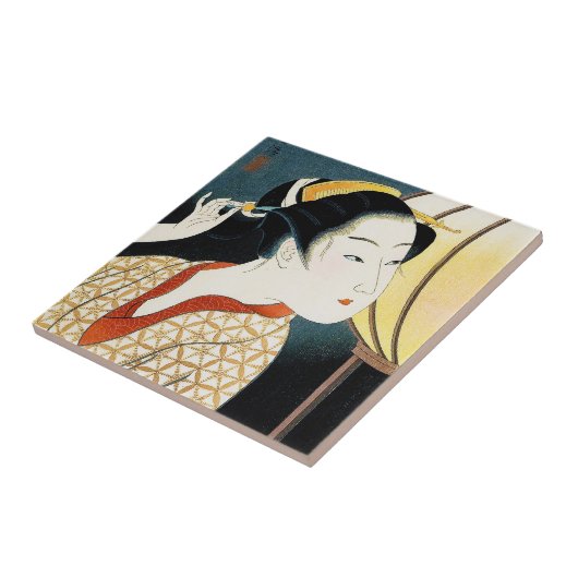 Carreau Art oriental frais de dame de geisha de Takane (Côté)