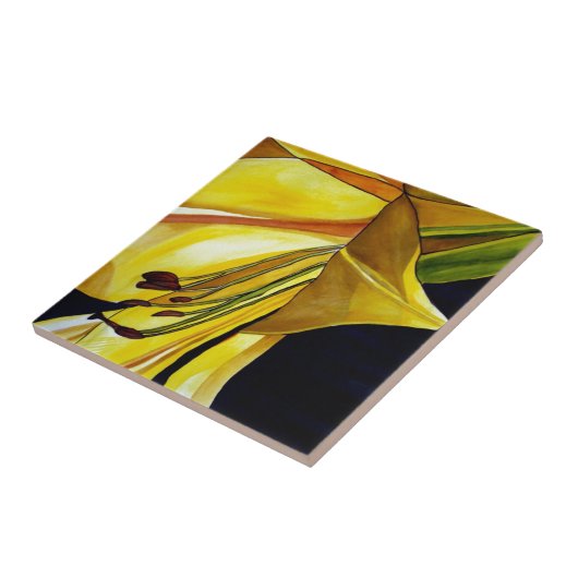 Carreau Art original de Lys doré jaune (Côté)