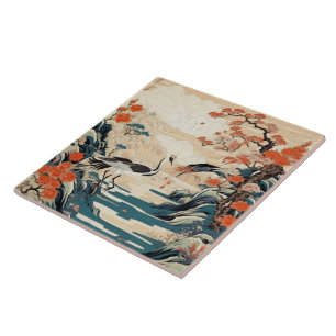 Carreau Art ornemental traditionnel japonais Kutani 3