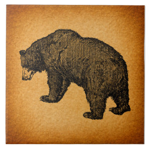 Carreau Art Ours Illustré Rustique