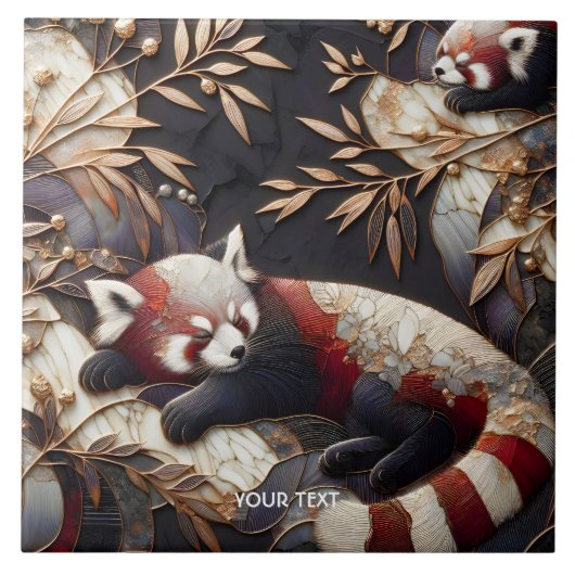 Carreau Art Panda Rouge Imaginaire mignon (Devant)