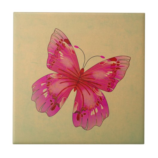 Carreau Art papillon vintage rose (Devant)