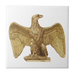 Carreau Art Patriotique Aigle Américain Doré Vintage
