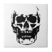 Carreau Art Pop de crâne noir blanc (Devant)