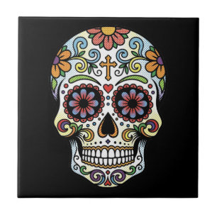 Carreau Art Pop Dia de los Muertos Crâne de Sucre Bande De