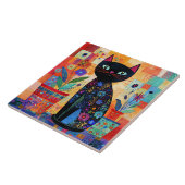 Carreau Art populaire de chat noir (Côté)