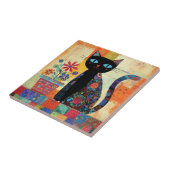 Carreau Art populaire de chat noir (Côté)