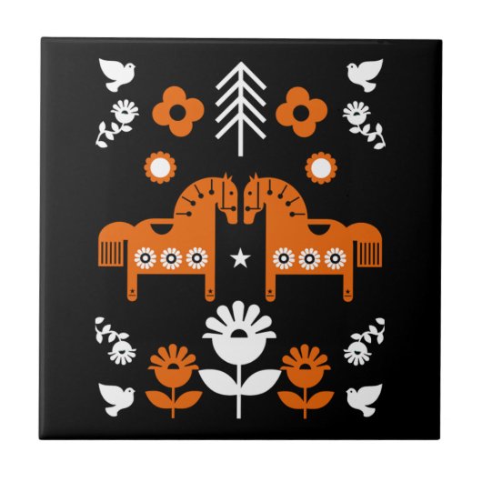 Carreau Art populaire de cheval scandinave (Devant)