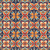 Carreau Art populaire mexicain revisité floral