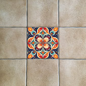 Carreau Art populaire mexicain revisité floral