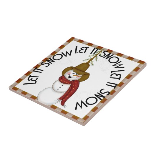 Carreau Art populaire mignon Cowboy Snowman Noël (Côté)