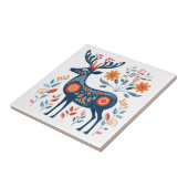 Carreau Art populaire scandinave Blue Antler Deer (Côté)