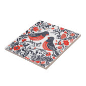 Carreau Art populaire scandinave Oiseaux Lino Coupe Design (Côté)