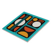 Carreau Art rétro Abstrait géométrique Turquoise Orange (Côté)