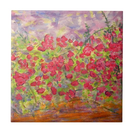 Carreau art rose en floraison (Devant)