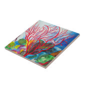 Carreau Art rouge d'océan de récif coralien (Côté)