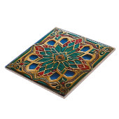 Carreau Art traditionnel de la céramique rouge et verte (Côté)